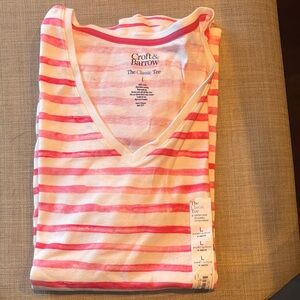 Croft & Barrow Pink and White Striped Short Sleeve Tee